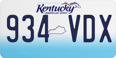 KY license plate 934VDX