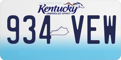 KY license plate 934VEW