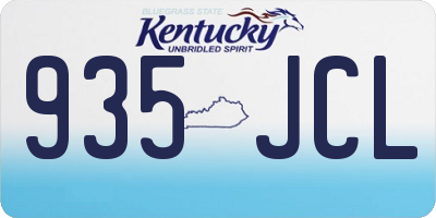 KY license plate 935JCL