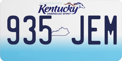 KY license plate 935JEM