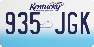 KY license plate 935JGK