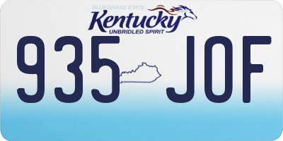 KY license plate 935JOF