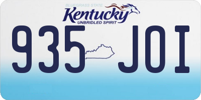 KY license plate 935JOI