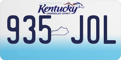 KY license plate 935JOL