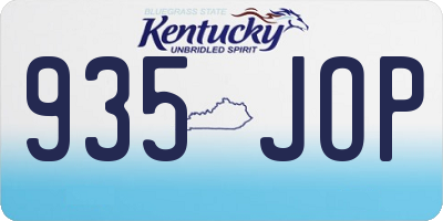 KY license plate 935JOP