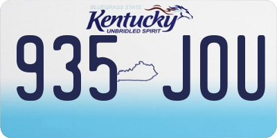 KY license plate 935JOU