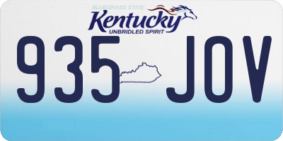 KY license plate 935JOV