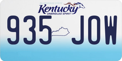 KY license plate 935JOW