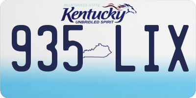 KY license plate 935LIX