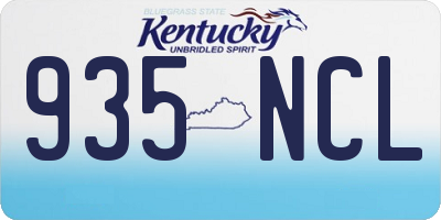 KY license plate 935NCL
