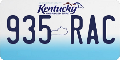 KY license plate 935RAC