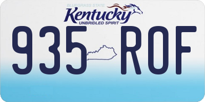 KY license plate 935ROF