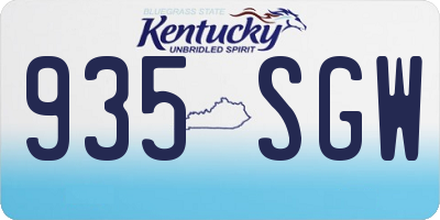 KY license plate 935SGW