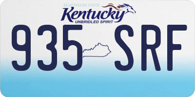 KY license plate 935SRF