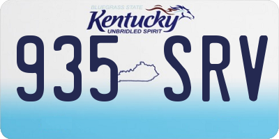 KY license plate 935SRV