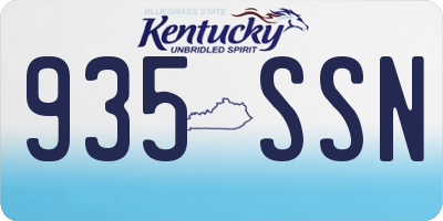 KY license plate 935SSN