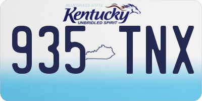 KY license plate 935TNX