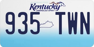 KY license plate 935TWN