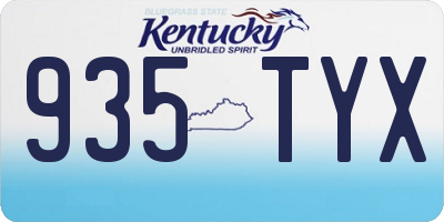 KY license plate 935TYX