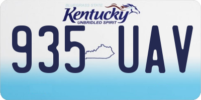 KY license plate 935UAV