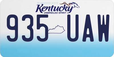 KY license plate 935UAW