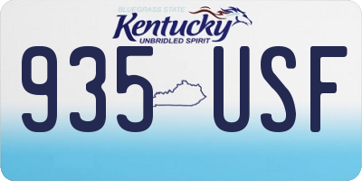 KY license plate 935USF