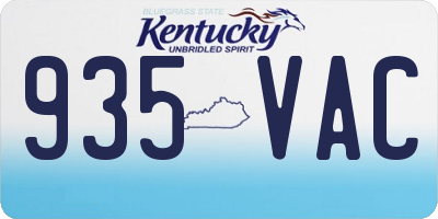 KY license plate 935VAC