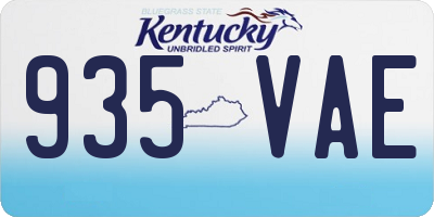 KY license plate 935VAE