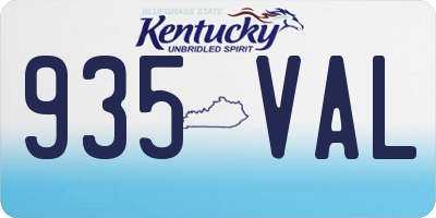 KY license plate 935VAL