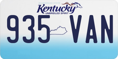 KY license plate 935VAN