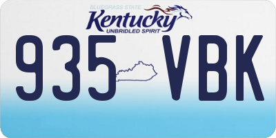 KY license plate 935VBK