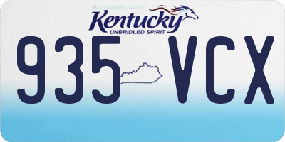 KY license plate 935VCX