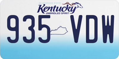 KY license plate 935VDW
