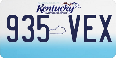 KY license plate 935VEX
