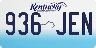 KY license plate 936JEN