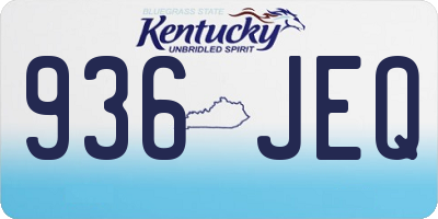 KY license plate 936JEQ