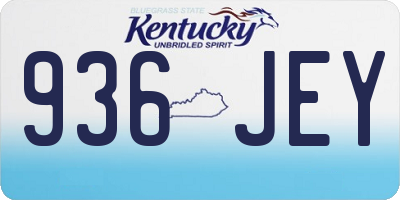 KY license plate 936JEY