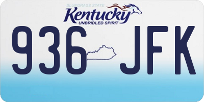 KY license plate 936JFK