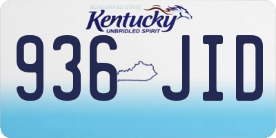 KY license plate 936JID
