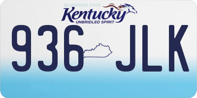 KY license plate 936JLK