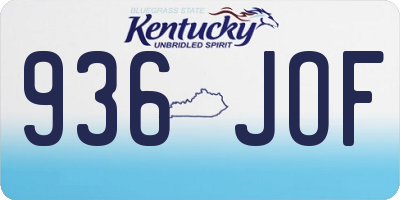 KY license plate 936JOF
