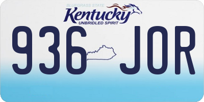 KY license plate 936JOR