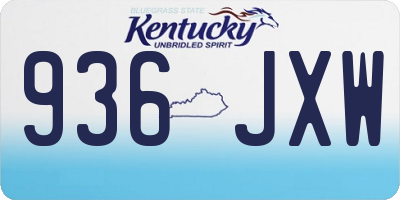 KY license plate 936JXW