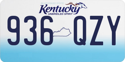 KY license plate 936QZY