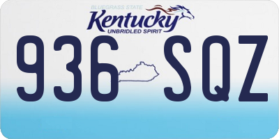 KY license plate 936SQZ