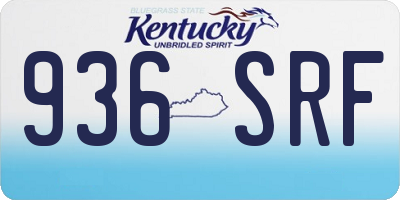 KY license plate 936SRF