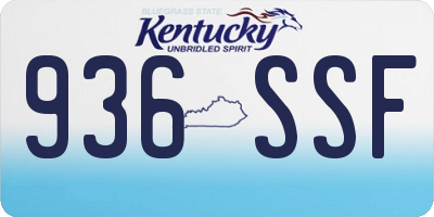 KY license plate 936SSF