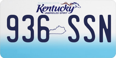 KY license plate 936SSN