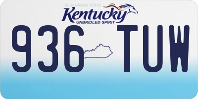 KY license plate 936TUW