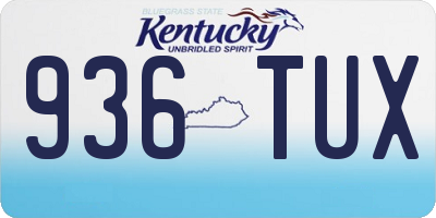 KY license plate 936TUX